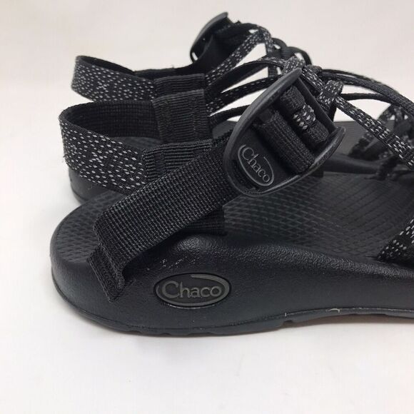 CHACO Cloud Black White Black Strappy ZX/2 Toe Loop Women's Sandals Size 7 - Picture 2 of 12